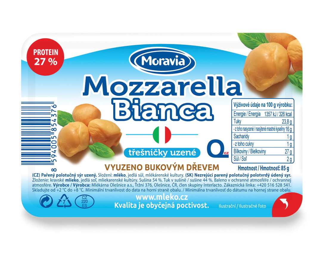 Mozzarella Bianca třešničky uzené 85g