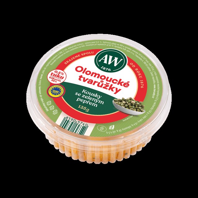Olomoucké tvarůžky Kousky se zeleným pepřem 125g