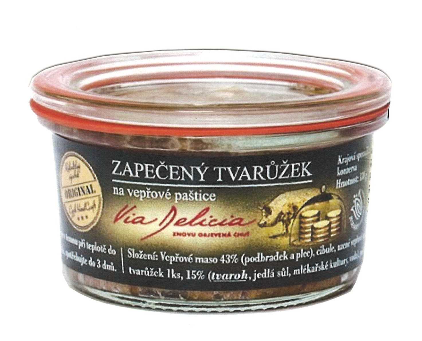 Zapečený tvarůžek na vepřové paštice 130g